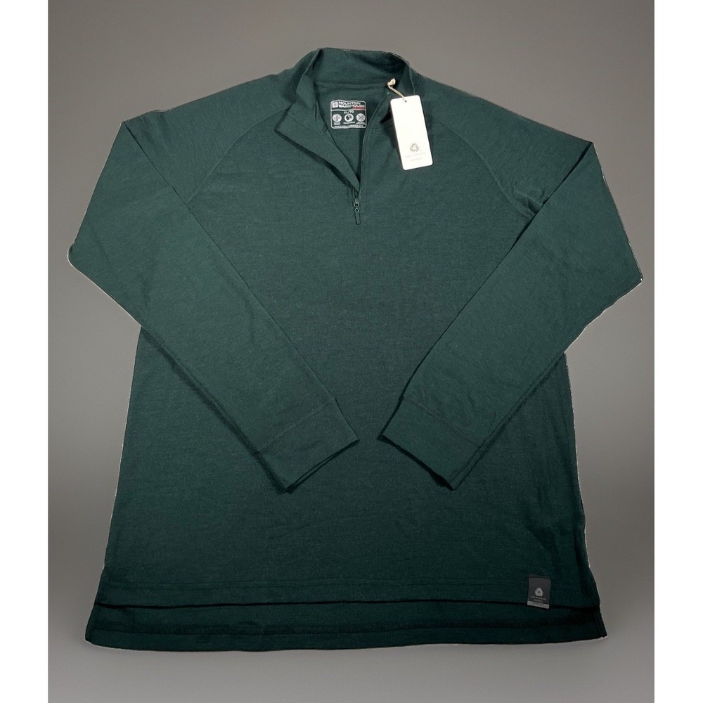 Mountain Warehouse Extreme Merino Wool Blend 1/4 Zip Pullover Men's XL Green NWT